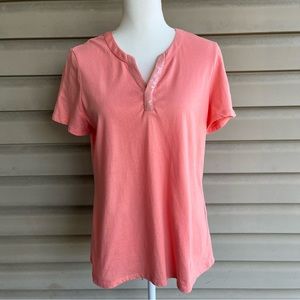 •Chico's• Split V-Neck Light Coral Pullover Top - Size Medium